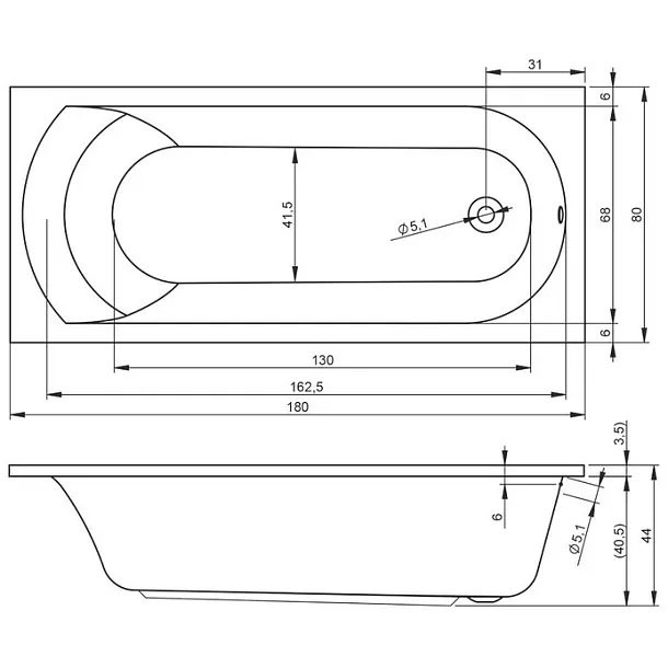 Riho Miami wanna prostokątna akrylowa 180x80cm BB64