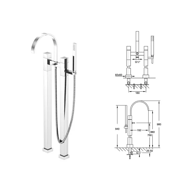 Steinberg 135 bateria wannowa wolnostojąca chrom 1351162