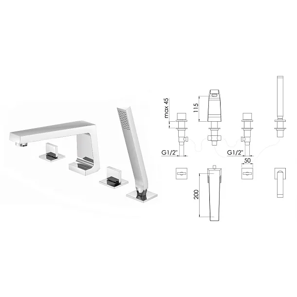 Steinberg 240 bateria wannowa 4-otworowa chrom 2402400