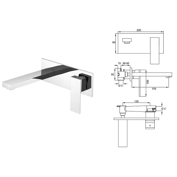 Steinberg 160 bateria umywalkowa podtynkowa chrom 1601852