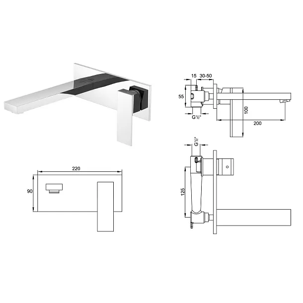 Steinberg 160 bateria umywalkowa podtynkowa chrom 1601856