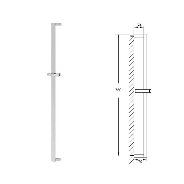 Steinberg 135 drążek natryskowy 75cm z suwakiem chrom 1351623