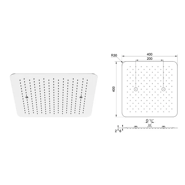 Steinberg 390 deszczownica sufitowa kwadratowa 40x40cm stal szlachetna polerowana 3904402