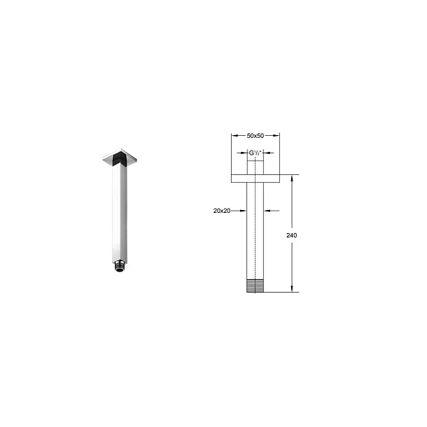 Steinberg 120 ramię deszczownicy sufitowe 24cm chrom 1201581