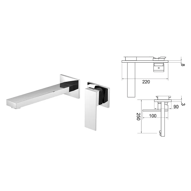 Steinberg 160 bateria umywalkowa podtynkowa chrom 1601874