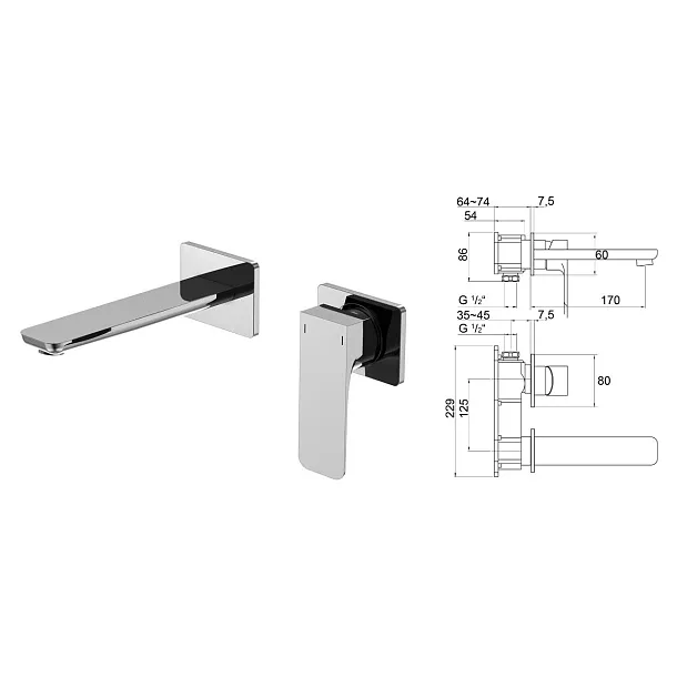 Steinberg 205 bateria umywalkowa podtynkowa chrom 2051804