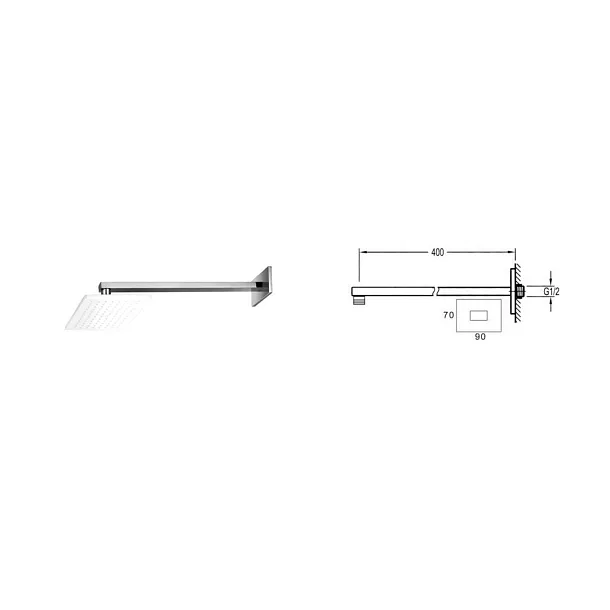 Steinberg 120 ramię deszczownicy ścienne 40cm chrom 1207910