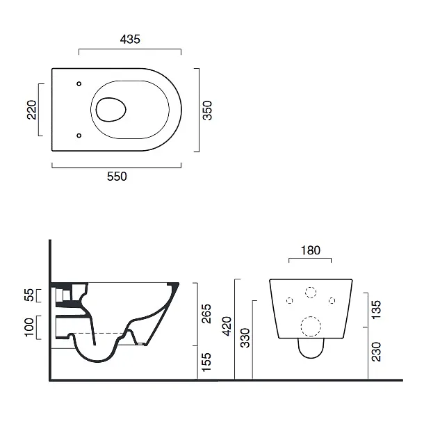 Catalano Zero Newflush miska wc podwieszana 55x35cm 1VS55NR00