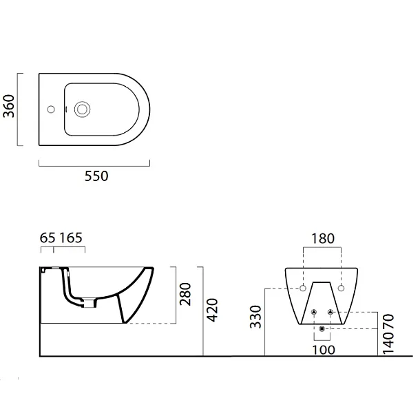 GSI Pura bidet podwieszany 55x36cm Ex­traglaze 8865111