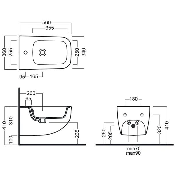 Hatria Next bidet podwieszany 56x36cm Y1F2