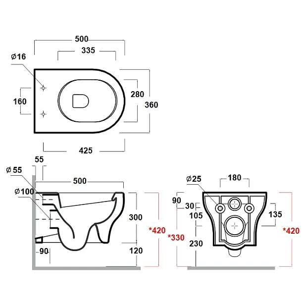 Olympia Clear miska wc podwieszana Rimles 50X36cm CLE1202R01