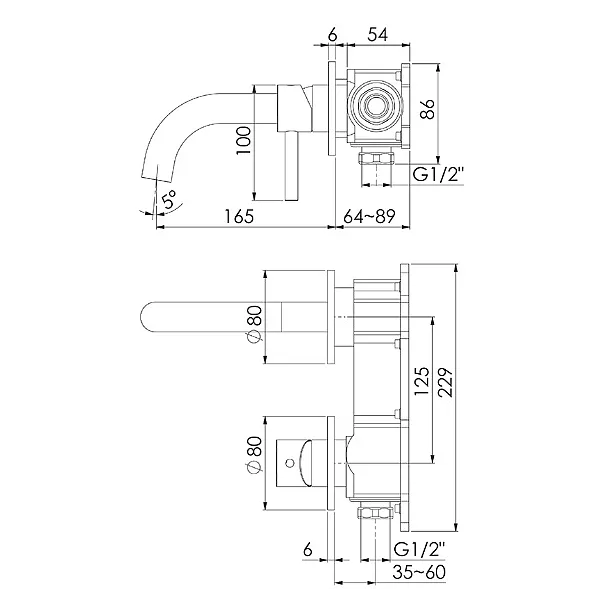 Steinberg 100 bateria umywalkowa podtynkowa czarna 1001804S