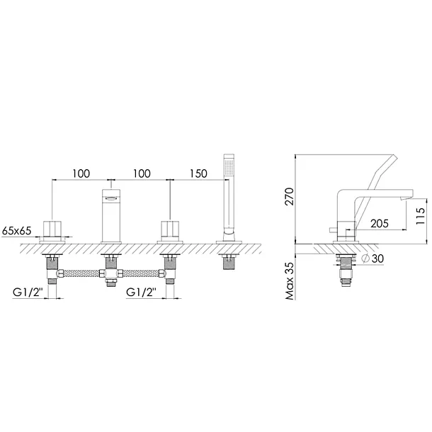 Steinberg 120 bateria wannowa 4-otworowa chrom 12024021