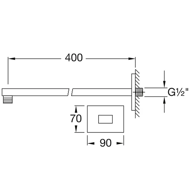 Steinberg 120 ramię deszczownicy ścienne 40cm chrom 1207900