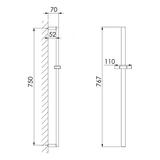 Steinberg 135 drążek natryskowy 75cm z suwakiem chrom 1351623