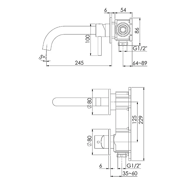 Steinberg 100 bateria umywalkowa podtynkowa czarna 1001824S