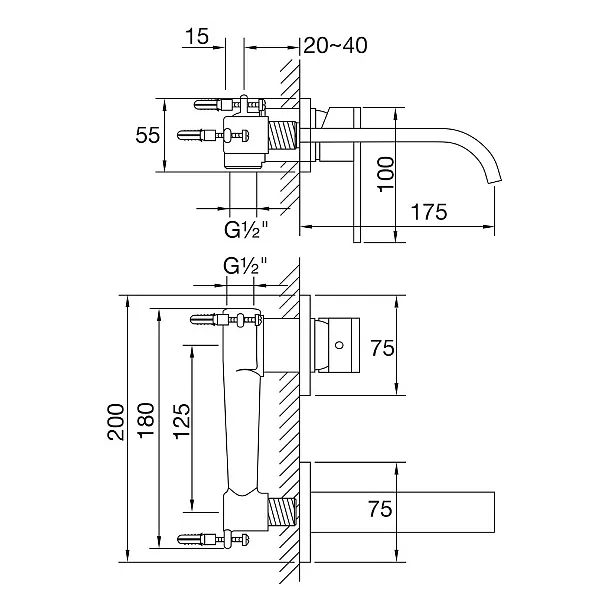 Steinberg 135 bateria umywalkowa podtynkowa chrom 13518003