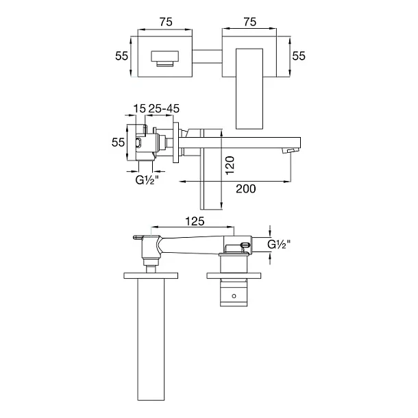 Steinberg 160 bateria umywalkowa podtynkowa chrom 1601816