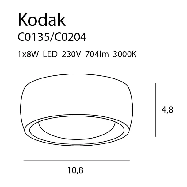 Plafon Kodak II Czarny 8W IP44 od Maxlight