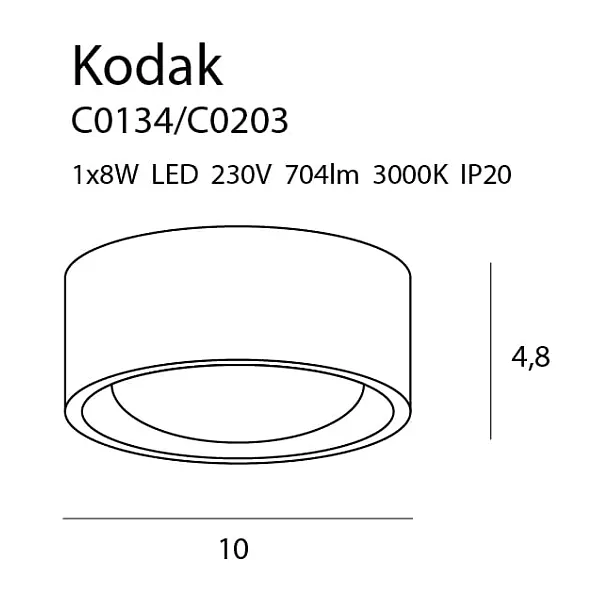 Plafon Kodak I Czarny Mat 8W IP44 od Maxlight
