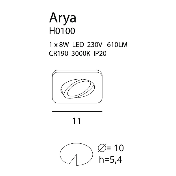 MAXLIGHT H0100 OPRAWA WPUSTOWA MAX ARYA SQUARE WHITE