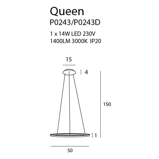 MAXLIGHT P0243D LAMPA WISZĄCA QUEEN I COPPER ŚCIEMNIALNA