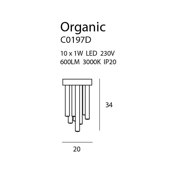 Plafon Złoty Organic Ściemnialny od Maxlight