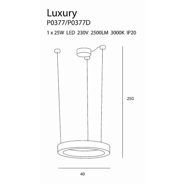 Lampa Wisząca Luxury Ściemnialna Złota 40cm od Maxlight