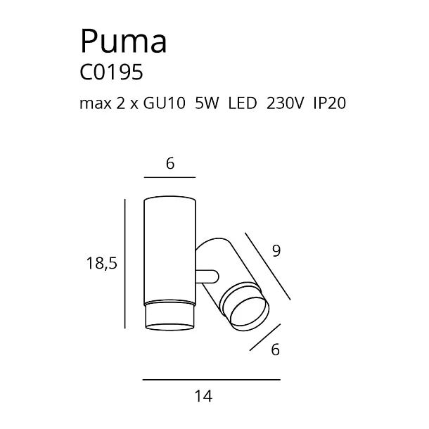 MAXLIGHT PUMA 1 C0195 LAMPA SUFITOWA