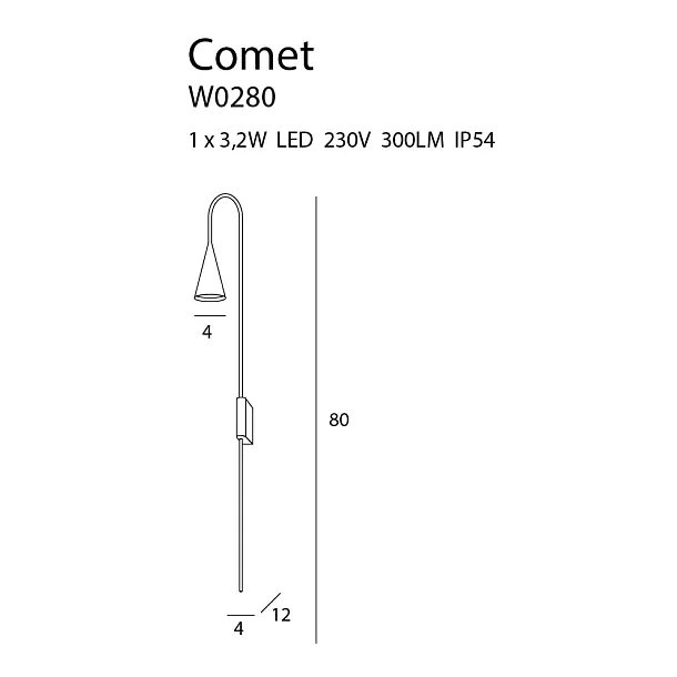 MAXLIGHT COMET W0280 KINKIET CZARNY