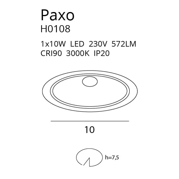 MAXLIGHT H0108 OPRAWA WPUSTOWA PAXO BIAŁA + PIERŚCIEŃ OZDOBNY BIAŁY