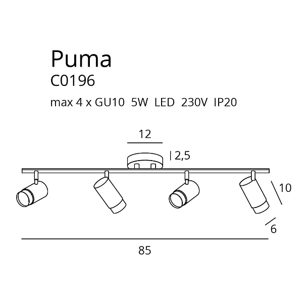 MAXLIGHT PUMA 4 C0196 LAMPA SUFITOWA