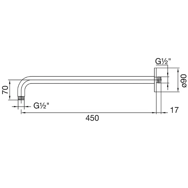 Steinberg 100 ramię deszczownicy ścienne 45cm chrom 1007910