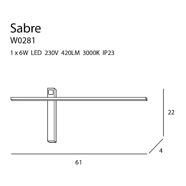 MAXLIGHT SABRE W0281 KINKIET CZARNY