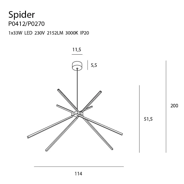 MAXLIGHT SPIDER P0412 LAMPA WISZĄCA BLACK