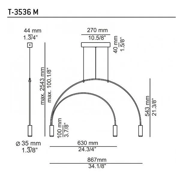 ESTILUZ VOLTA T-3536 LAMPA WISZĄCA CZARNA/ZŁOTA