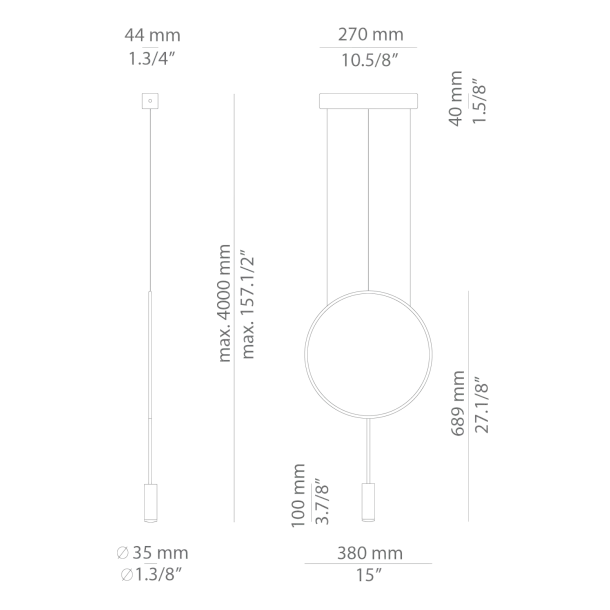 ESTILUZ T-3635 LAMPA WISZACA REVOLTA black