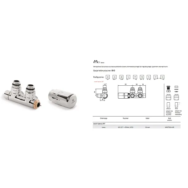 Terma Technologie zestaw zintegrowany termostatyczna lewy WRZT5G1CR