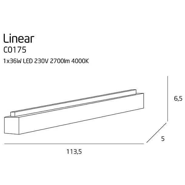 Lampa Sufitowa Linear Duża Czarna od Maxlight