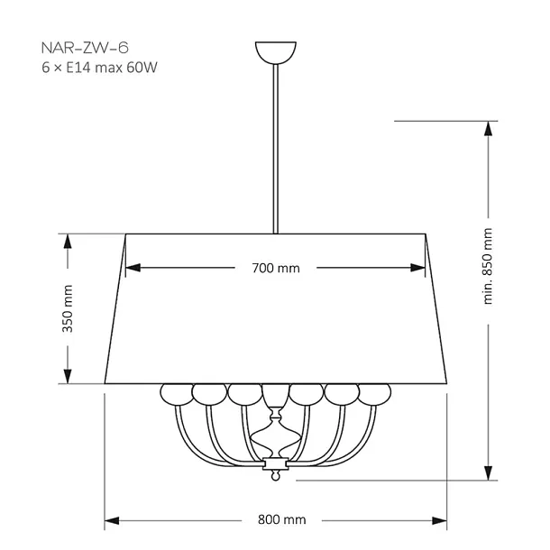 Lampa wisząca Narni NAR-ZW-6(CZ) Kutek Mood