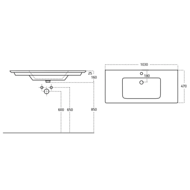 Mobi Linea unywalka nablatowa 105x47cm LIM14105