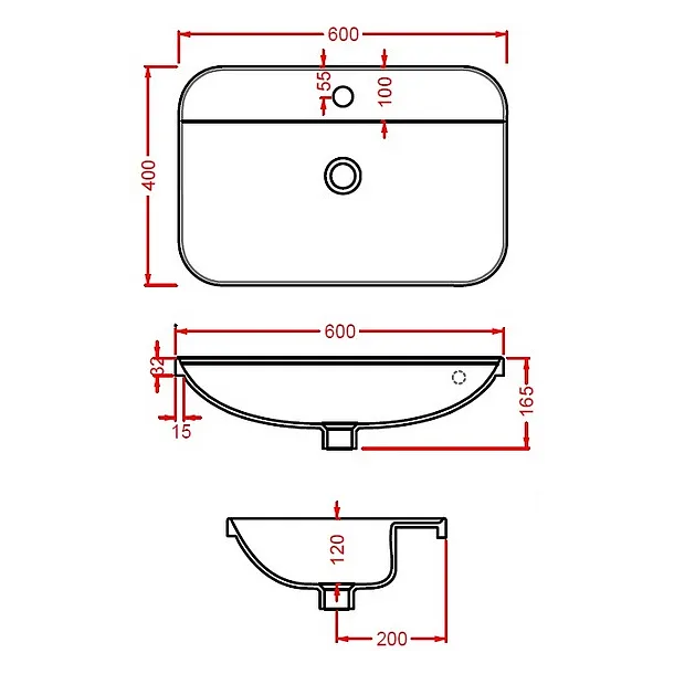 Hidra Gio Evolution umywalka wpuszczana w blat 60X40cm G240