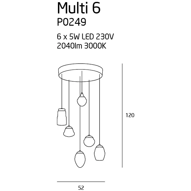 MAXLIGHT Multi 6 lampa wisząca P0249