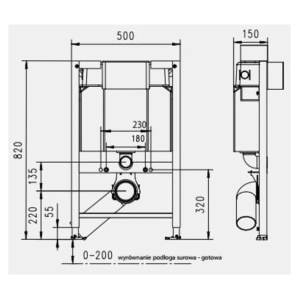 JOMOTECH SLS STELAŻ WC H=820 4 GWINTY 174-91300000-00