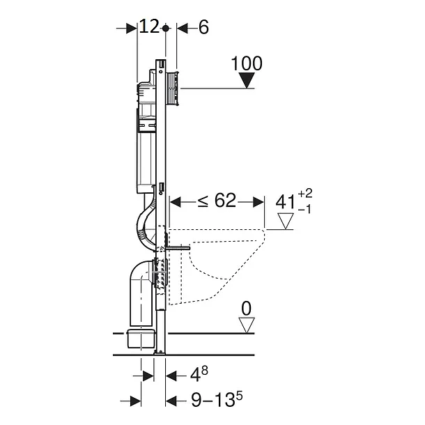Geberit Duofix element montażowy do misek wiszących ze spłuczką podtynkową Sigma 12cm 111320005