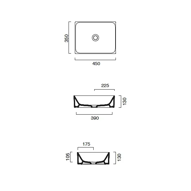 Catalano New Zero 45 umywalka nablatowa 45x35cm 14535ZE00