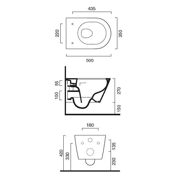 Catalano New Zero 50 Newflush miska wc podwieszana 50x35cm 1VSZ50R00 + element montażowy