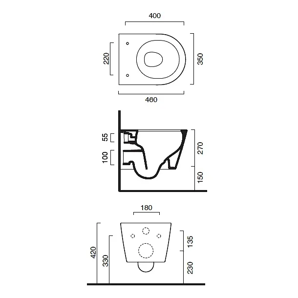 Catalano New Zero 46 Newflush miska wc podwieszana 46x35cm 1VSZ46R00