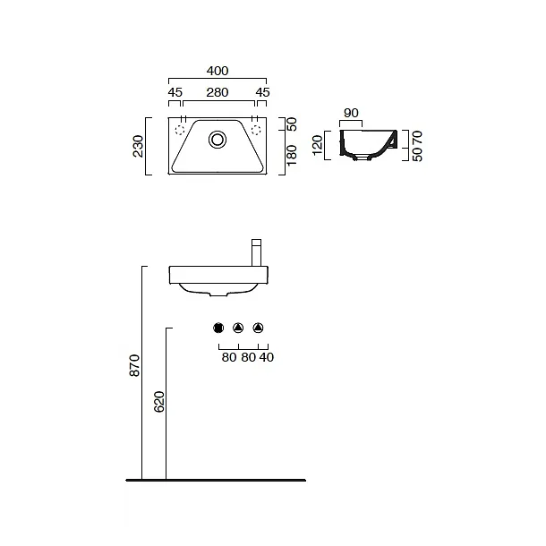 Catalano New Zero 40 umywalka podwieszana 40x23cm 14023ZE00