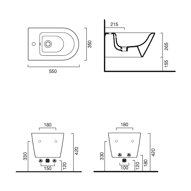 Catalano Gold&Silver bidet podwieszany 55x35cm 1BS55NRNO